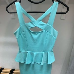 Turquoise cross strap dress in Small/Medium